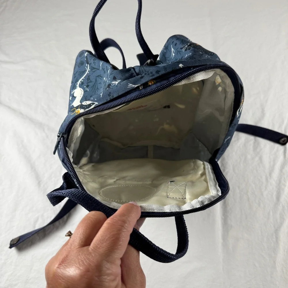 Fjallraven Kanken Mini Blue Fable Print Mini Backpack Shoulder Strap Handle